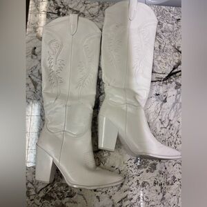 White cowboy boots - lightly scuffed in areas